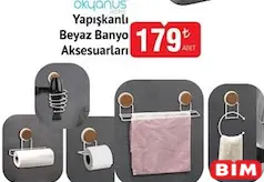 OKYANUS HOME YAPIŞKANLI BEYAZ BANYO AKSESUARLARI